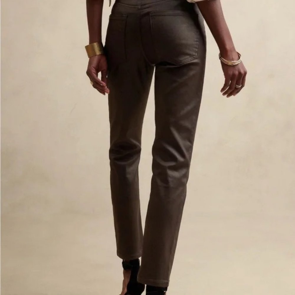 Banana Republic Ultra High-Rise Slim Coated Jean size 35L Dark Green - Picture 2 of 5